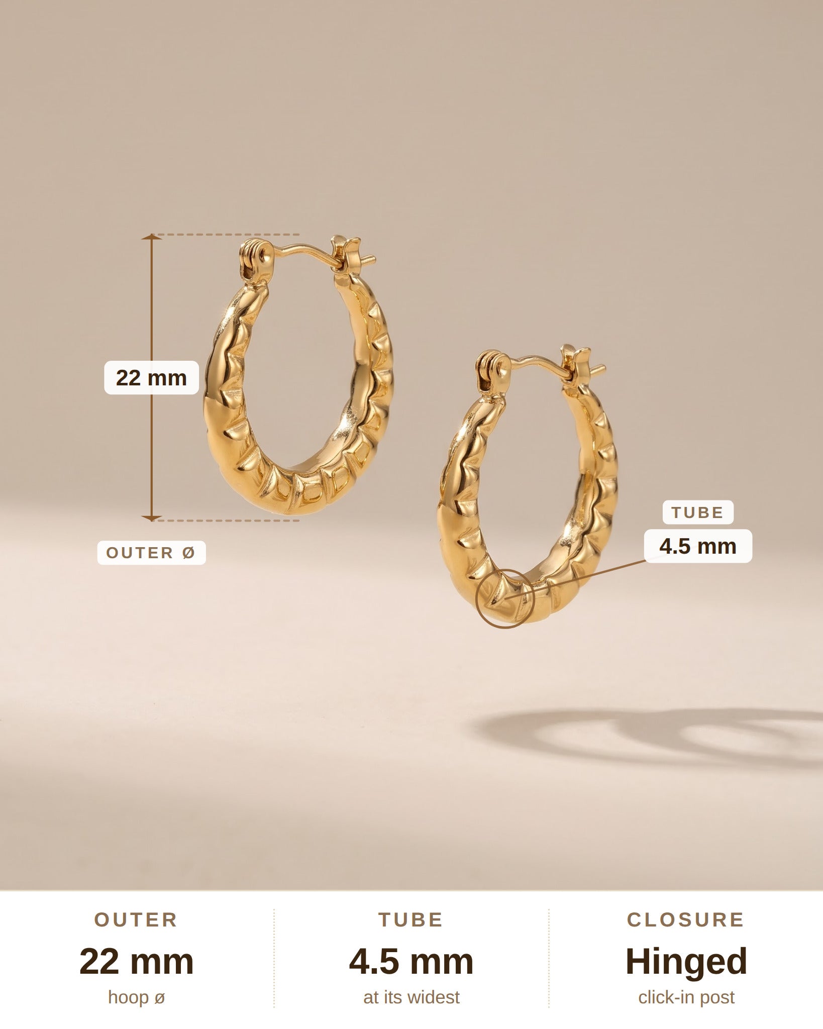 Gold Geometric Hoop Earrings – Waterproof Steel