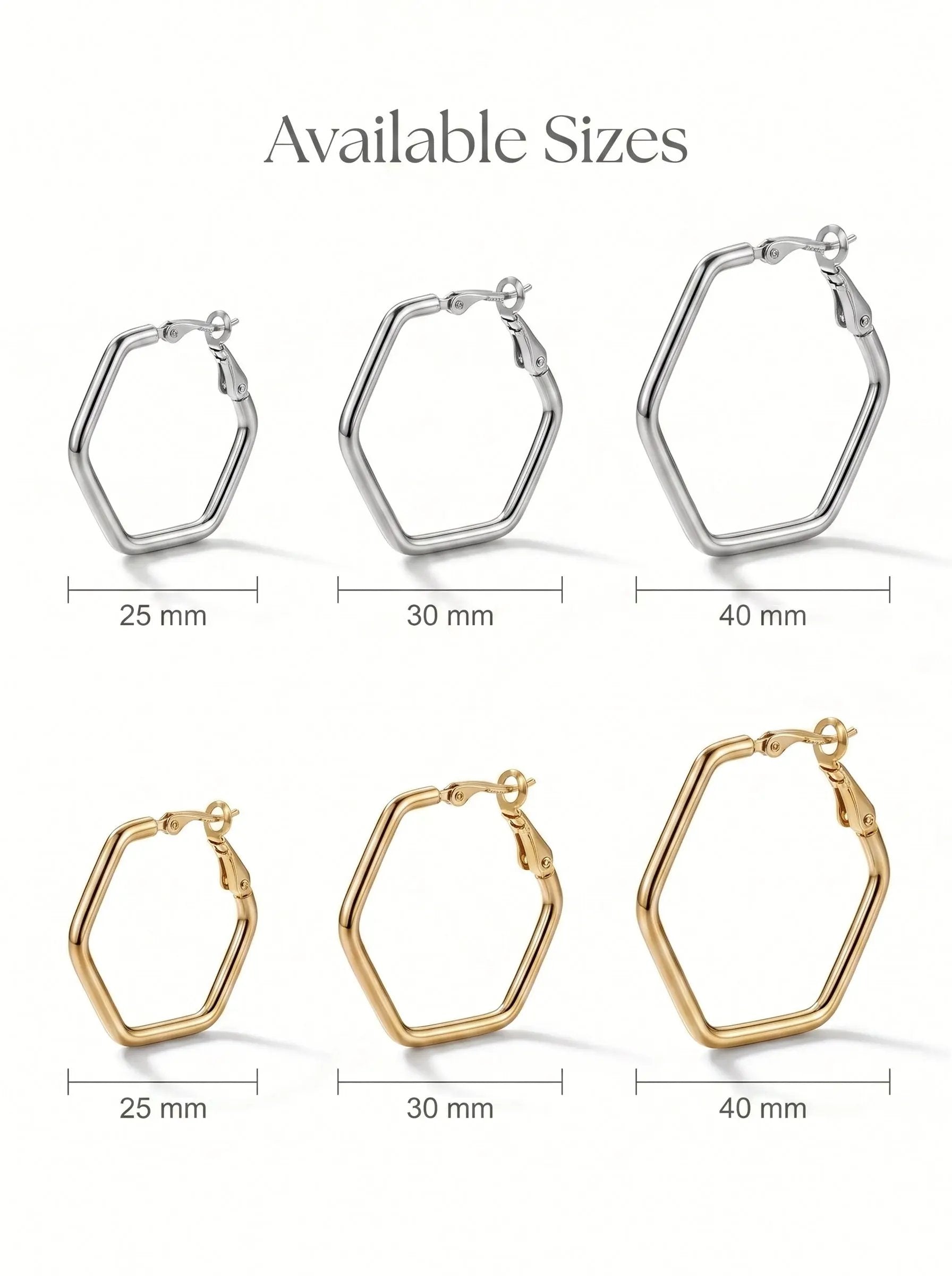 Pentagon Hoop Earrings - Electroplated 201 Stainless Steel