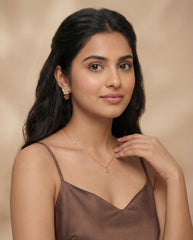 Khaki & Reddish-Brown Floral Layered Earrings