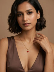 Gold Strawberry Pendant Necklace in Stainless Steel