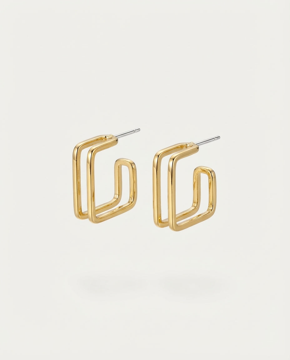 Gold-Tone S925 Silver Needle Leaf & Flower Pearl Earrings