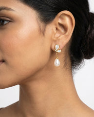 Gold & Pearl S925 Sterling Silver Needle Butterfly Knot Earrings