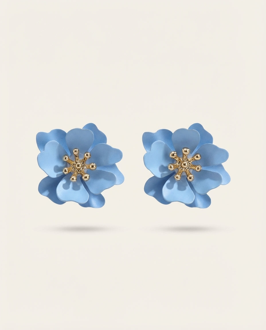 Bohemian Flower Resin and Gold-Tone Stud Earrings