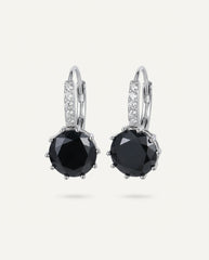 Black Copper Zircon Round Inlay Dangle Earrings