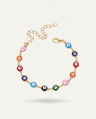 Multicolor Evil Eye Bracelet for Women – Adjustable Nazar Protection Charm Bracelet