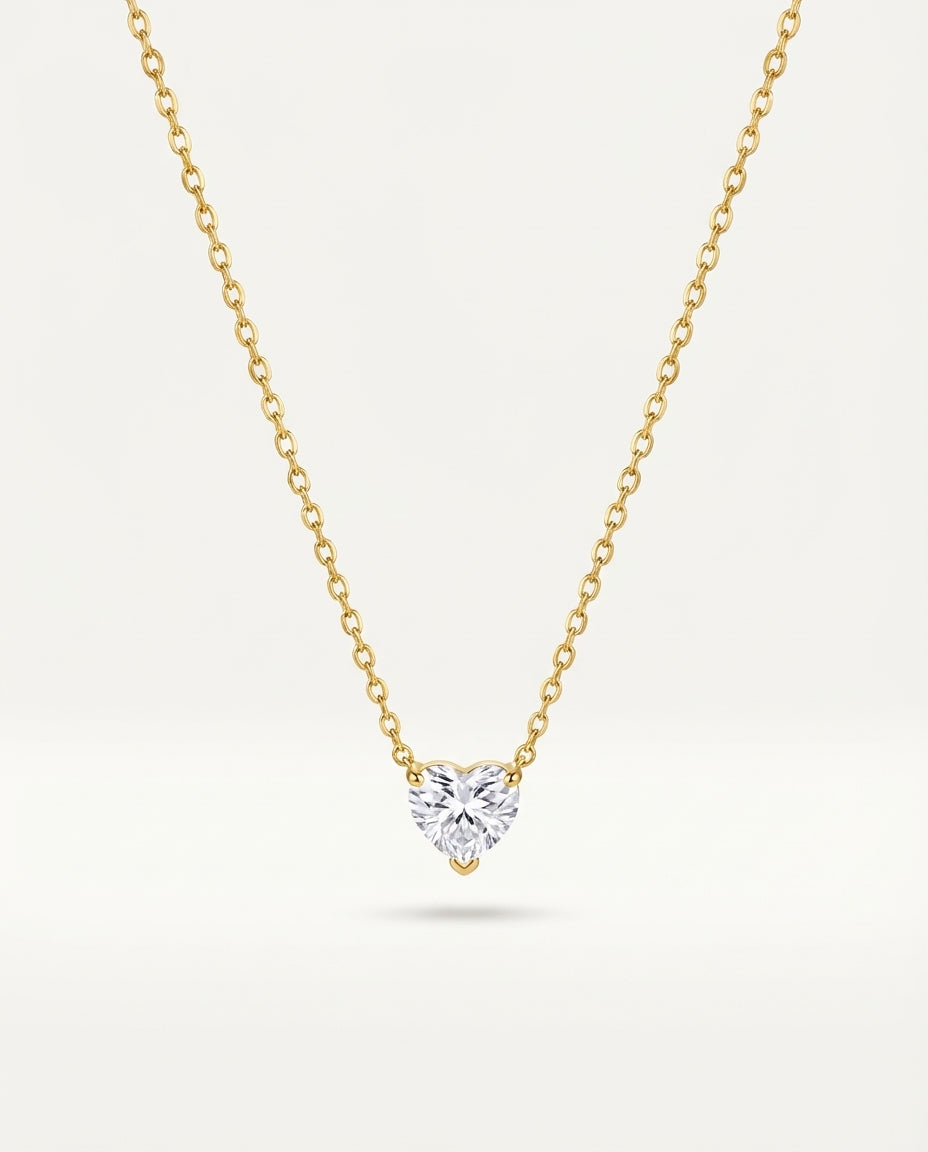 Gold Mini Heart Diamond Necklace