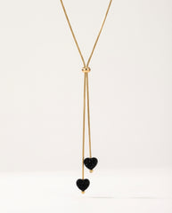 Gold Chain Black Heart Pendant Necklace