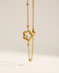18K Gold Star Rhinestone Bracelet in Stainless Steel Adjustable