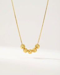 Gold Five Blessing Lucky Beads Necklace - Alloy Titanium Steel Box Chain