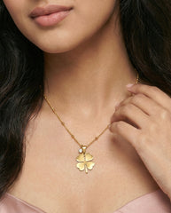 18K Gold Plated Four-Leaf Clover Necklace in Stainless Steel