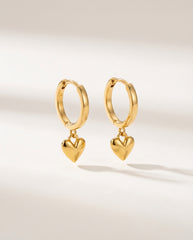 Gold Geometric Heart Drop Earrings | 304 Stainless Steel
