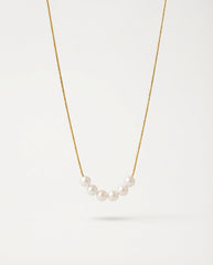 18K Gold Women's Stainless Steel Pendant Necklace with Pearls 47cm