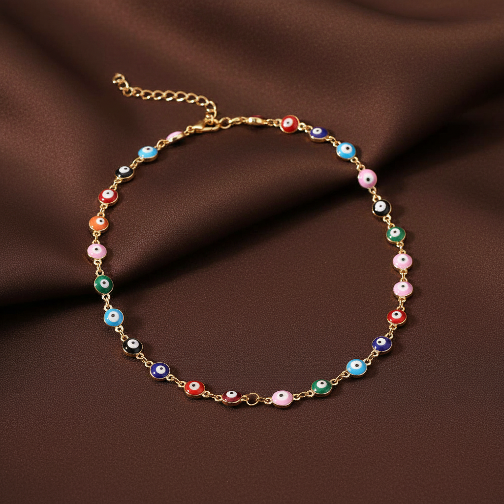Colored Gold Devil's Eye Beaded Necklace