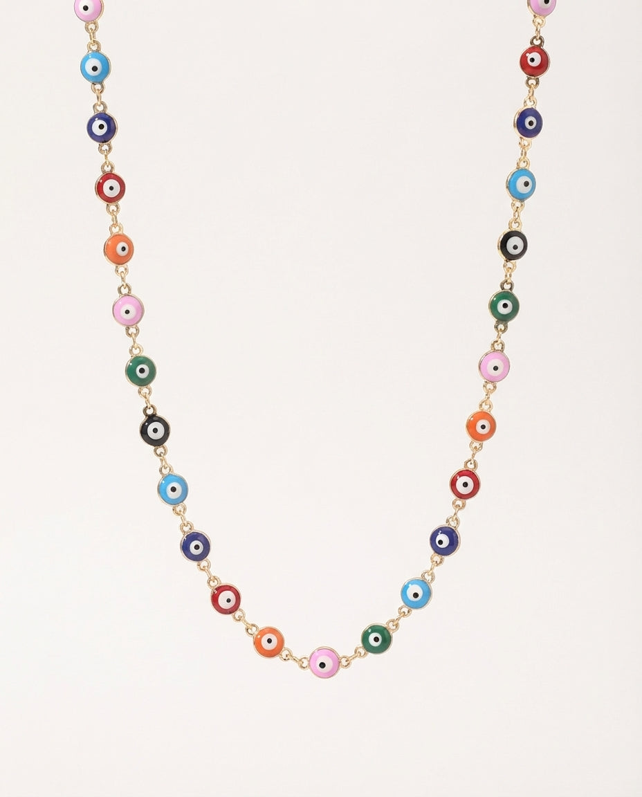 Colored Gold Devil's Eye Beaded Necklace