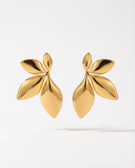 Gold Leaf Stainless Steel Stud Earrings – 18K Gold PVD Coated