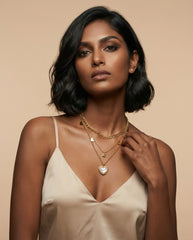 Gold Titanium Steel Vintage Layered Necklace Set