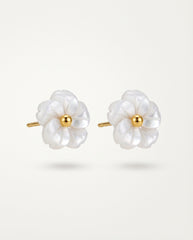 White Floral 18K Gold-Plated Stainless Steel Earrings