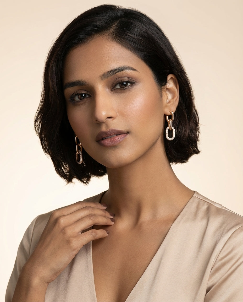 18k White Gold Plated Copper Alloy Drop Earrings