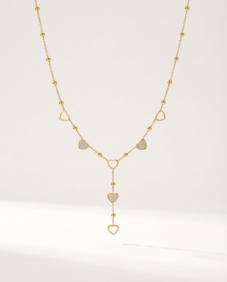 Gold Heart Pendant Necklace – Stainless Steel, One Size