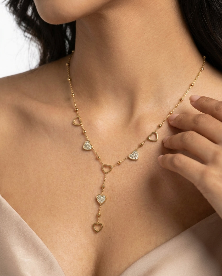 Gold Heart Pendant Necklace – Stainless Steel, One Size