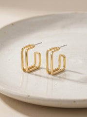 Gold-Tone S925 Silver Needle Leaf & Flower Pearl Earrings