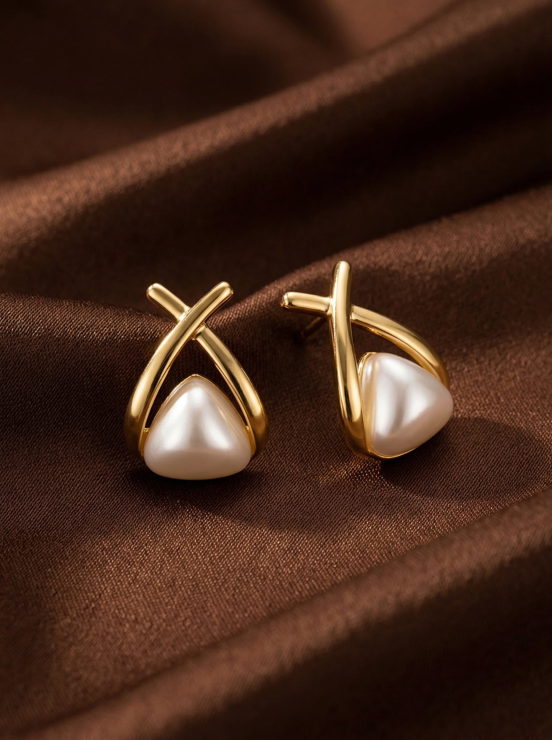 S925 Silver Gold-Tone Pearl Teardrop Earrings for Women