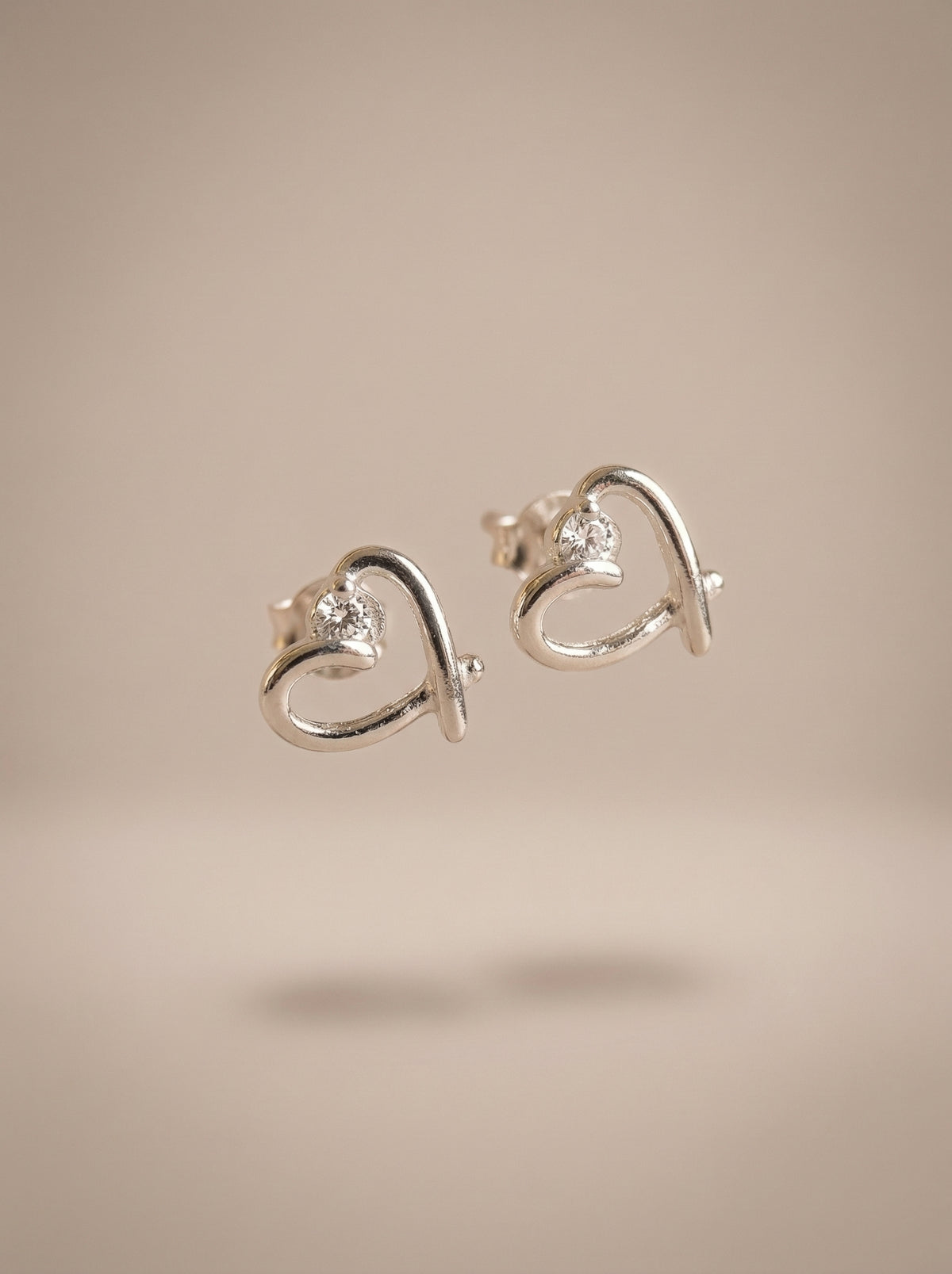 Silver Open Heart Alloy Stud Earrings