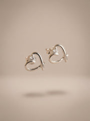 Silver Open Heart Alloy Stud Earrings