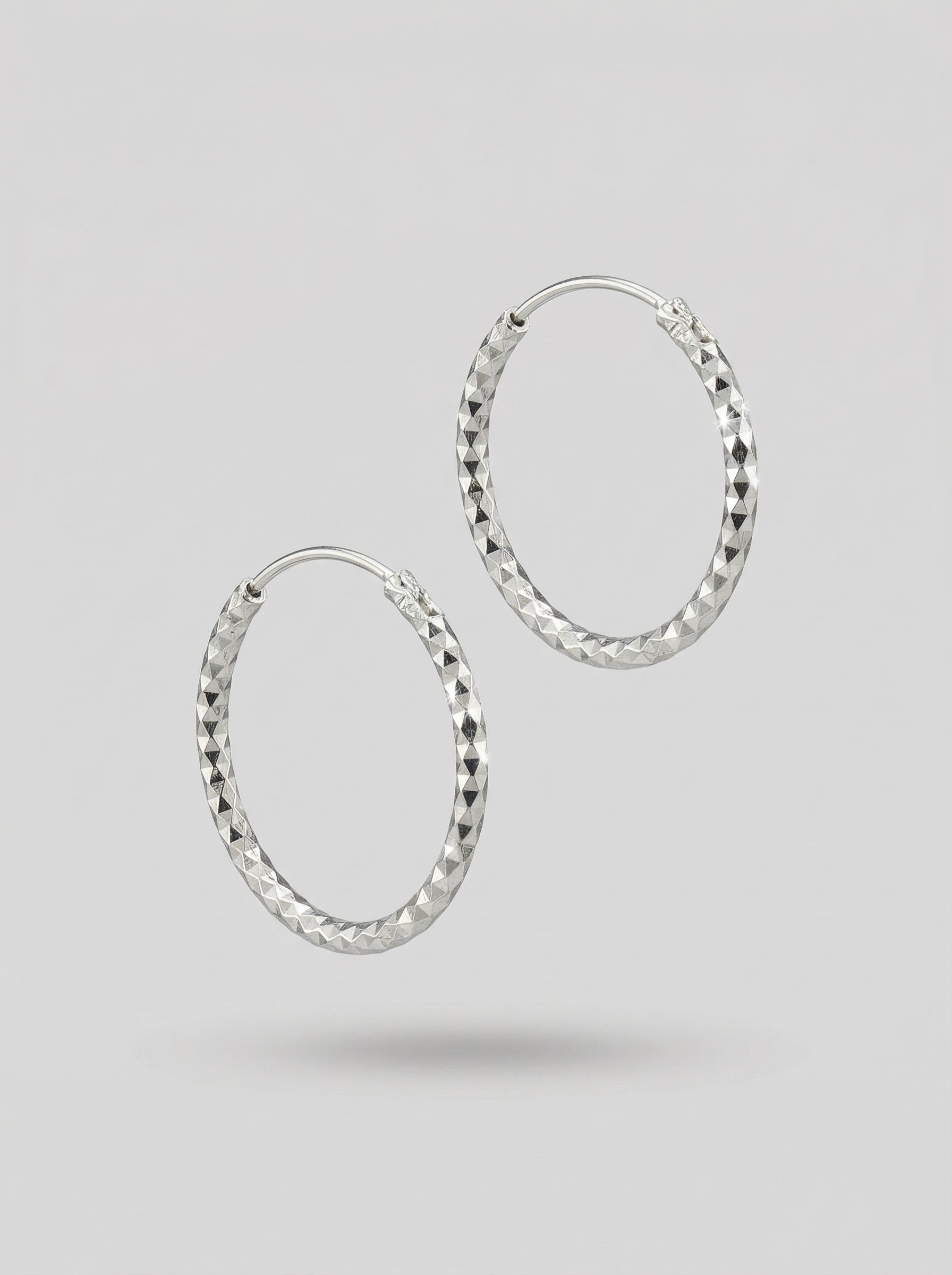 Diamond Cut Silver Hoop Earrings – Minimal Textured Everyday Jewelry for Women