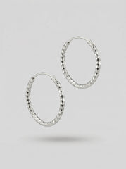 Diamond Cut Silver Hoop Earrings – Minimal Textured Everyday Jewelry for Women