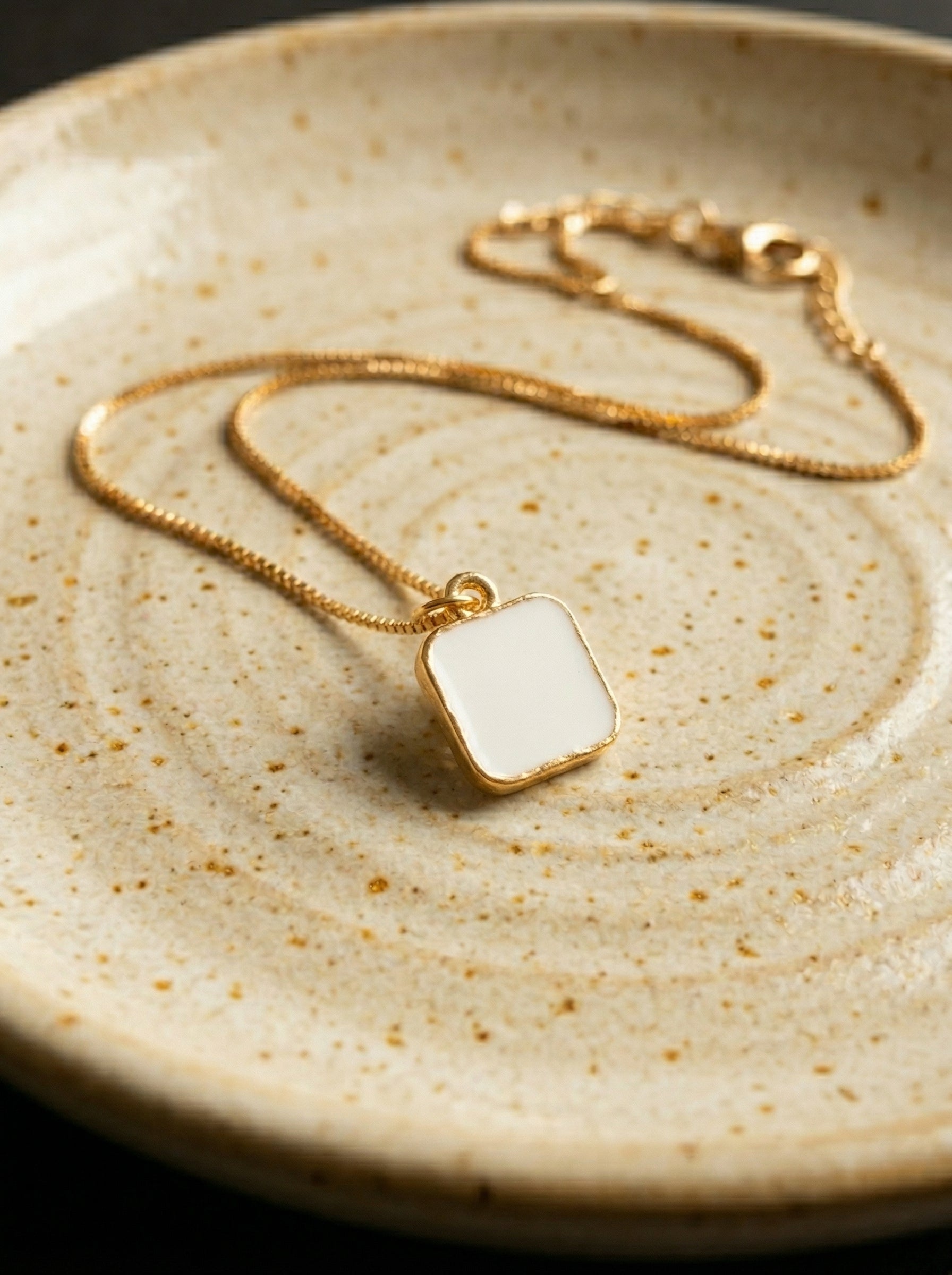Geometric Natural Stone & Zircon Pendant Necklace