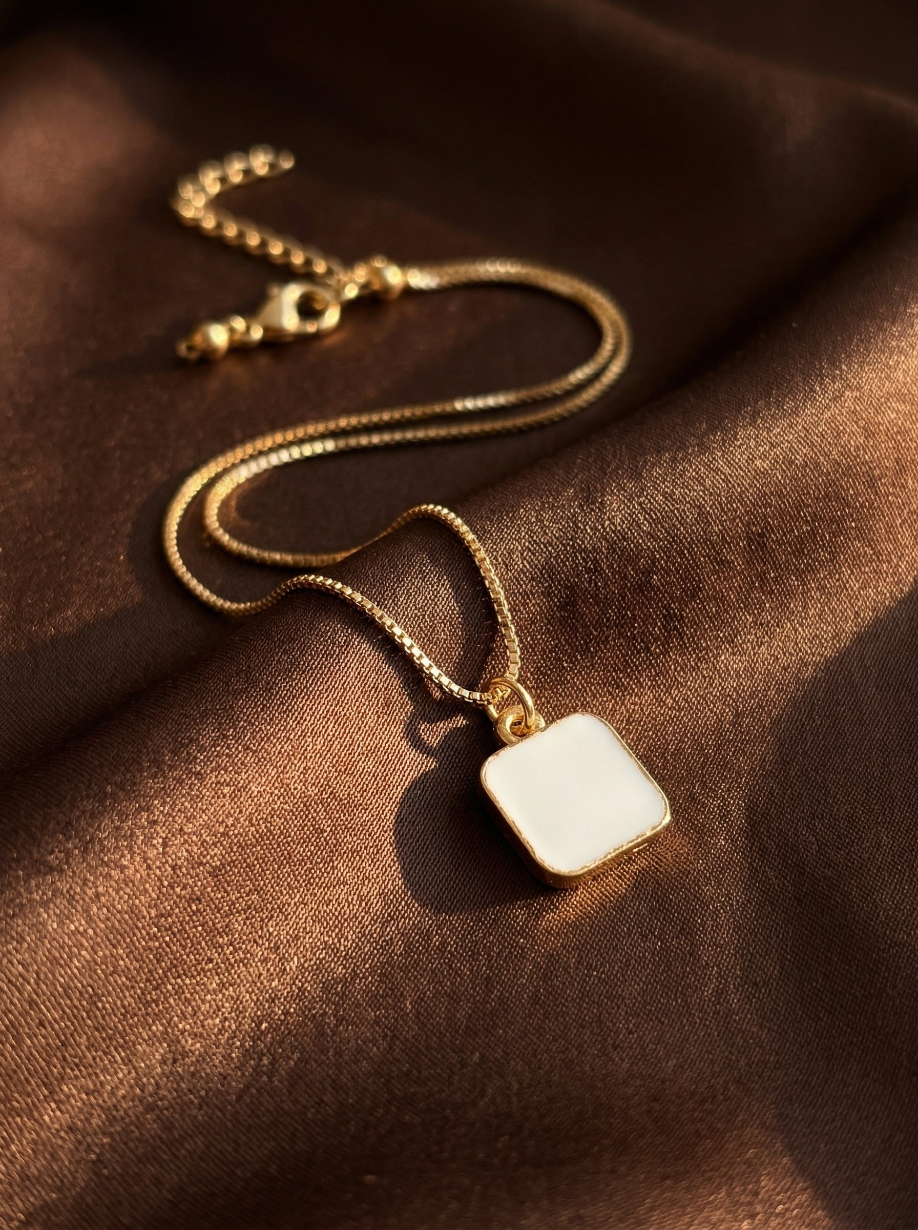 Geometric Natural Stone & Zircon Pendant Necklace