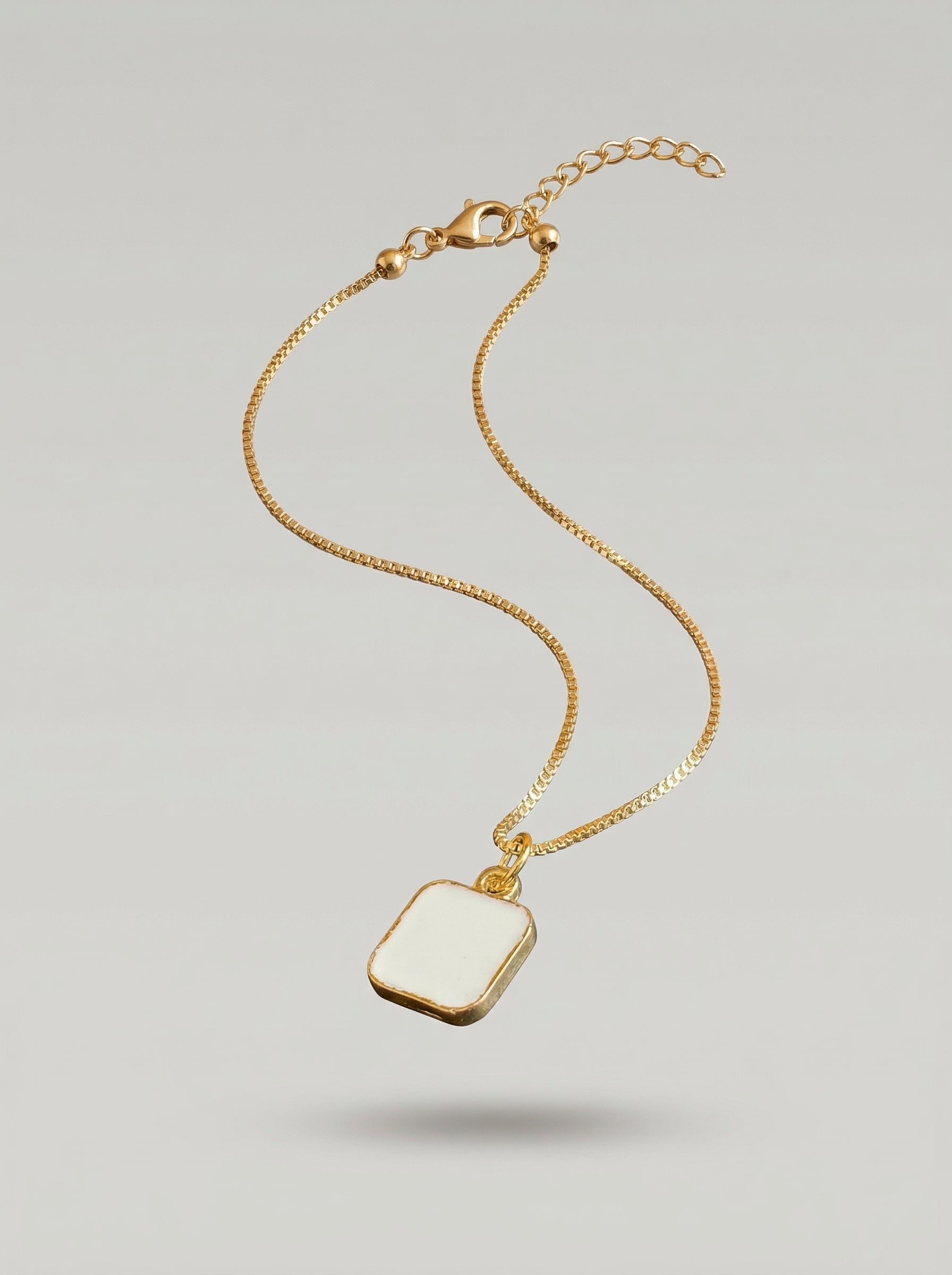 Geometric Natural Stone & Zircon Pendant Necklace