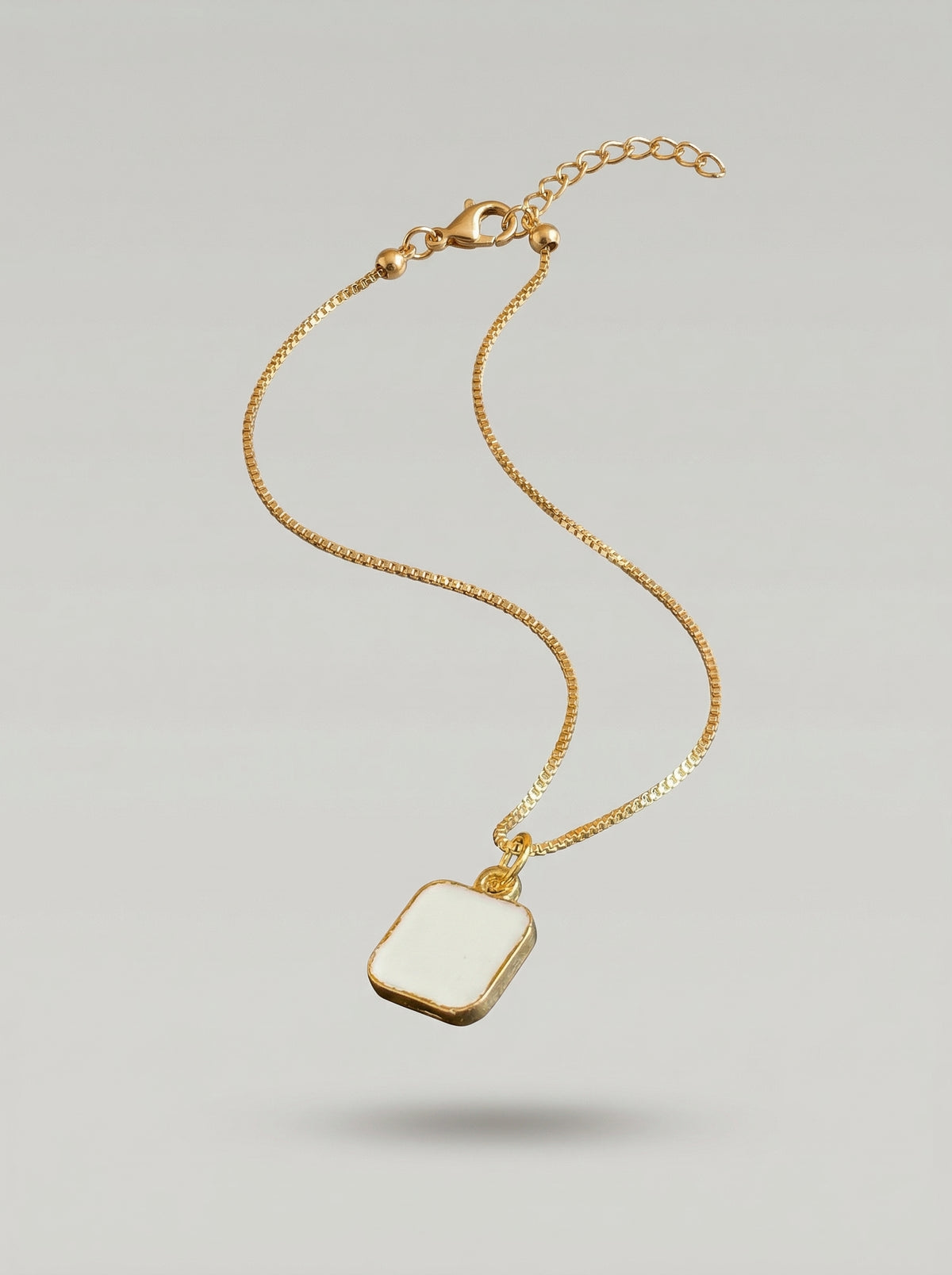 Geometric Natural Stone & Zircon Pendant Necklace
