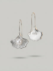 925 Sterling Silver Needle Pearl Shell Drop Earrings – Minimal Elegant Fish Hook Dangle Earrings for Women