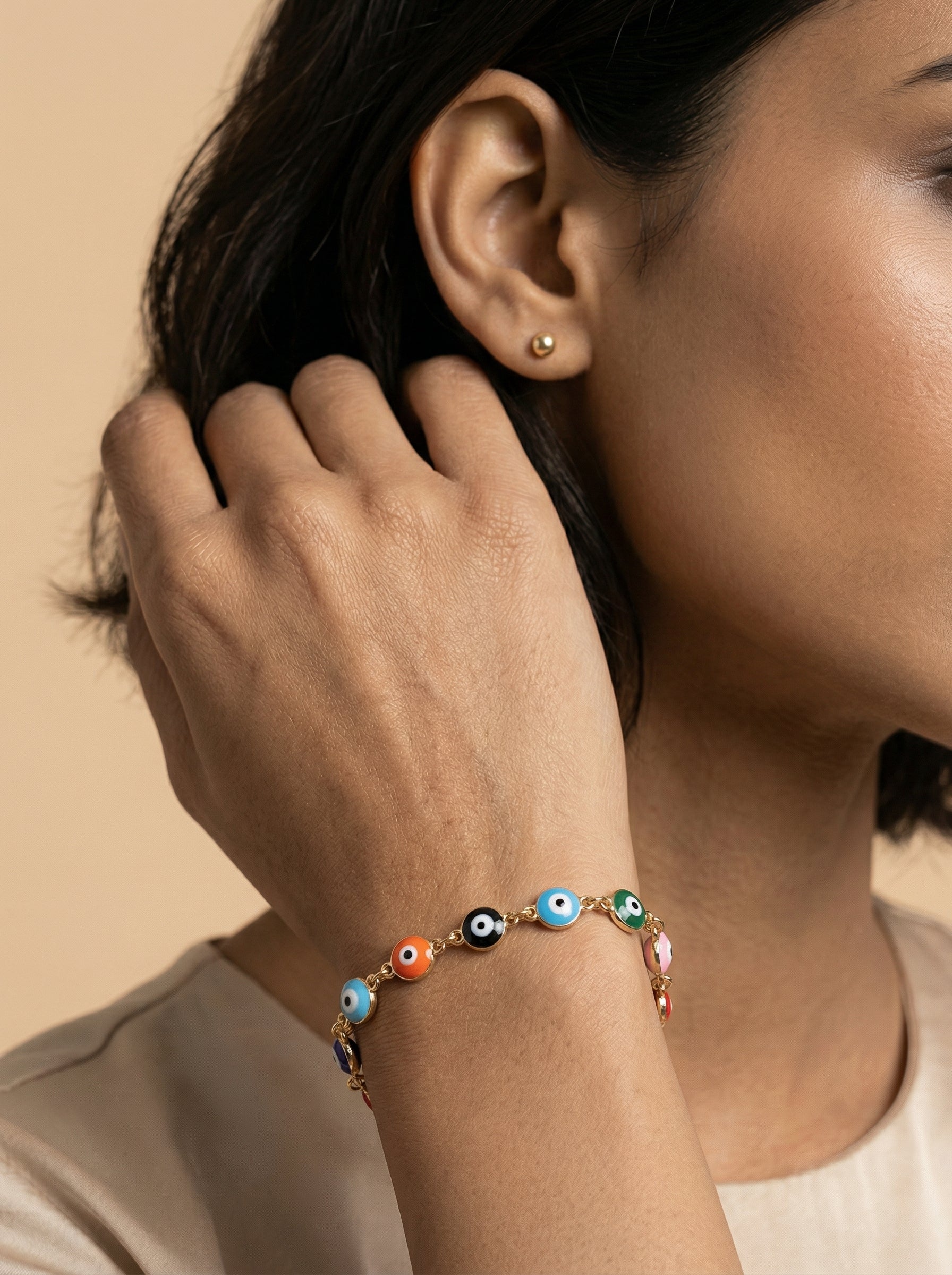 Multicolor Evil Eye Bracelet for Women – Adjustable Nazar Protection Charm Bracelet