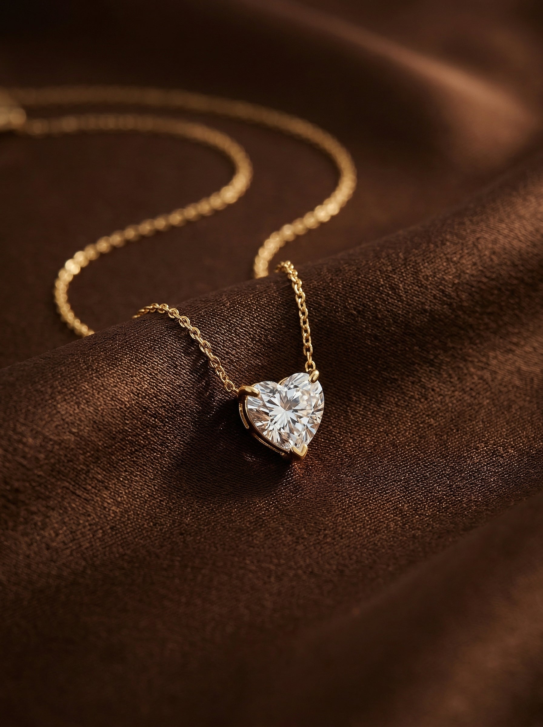 Gold Mini Heart Diamond Necklace