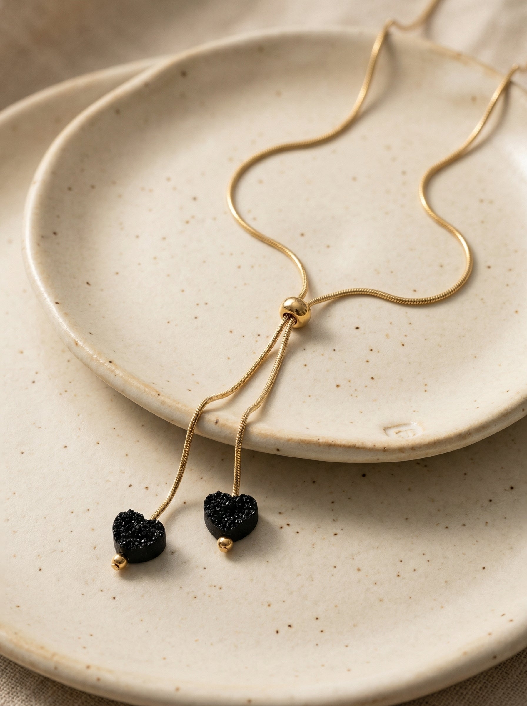 Gold Chain Black Heart Pendant Necklace