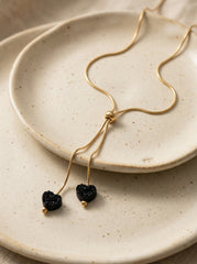 Gold Chain Black Heart Pendant Necklace
