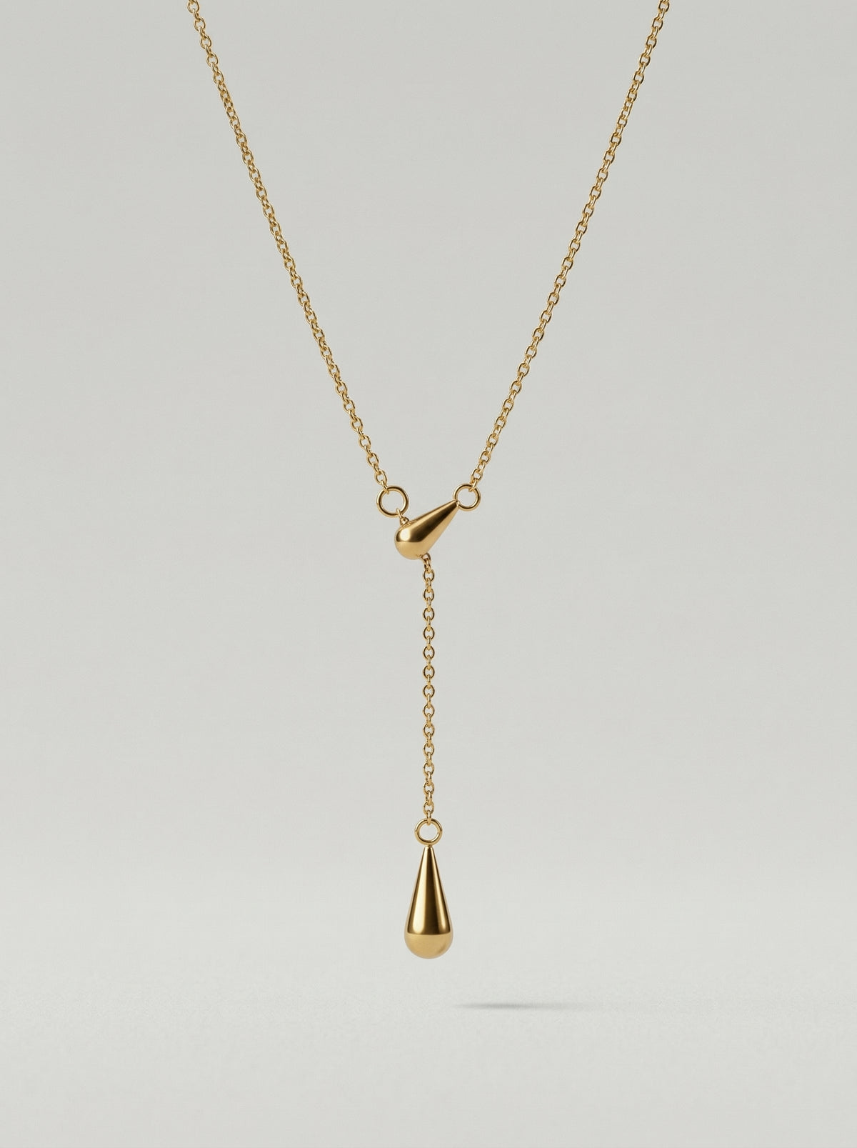 Gold Water Drop Tassel Necklace Titanium Steel PVD Coated