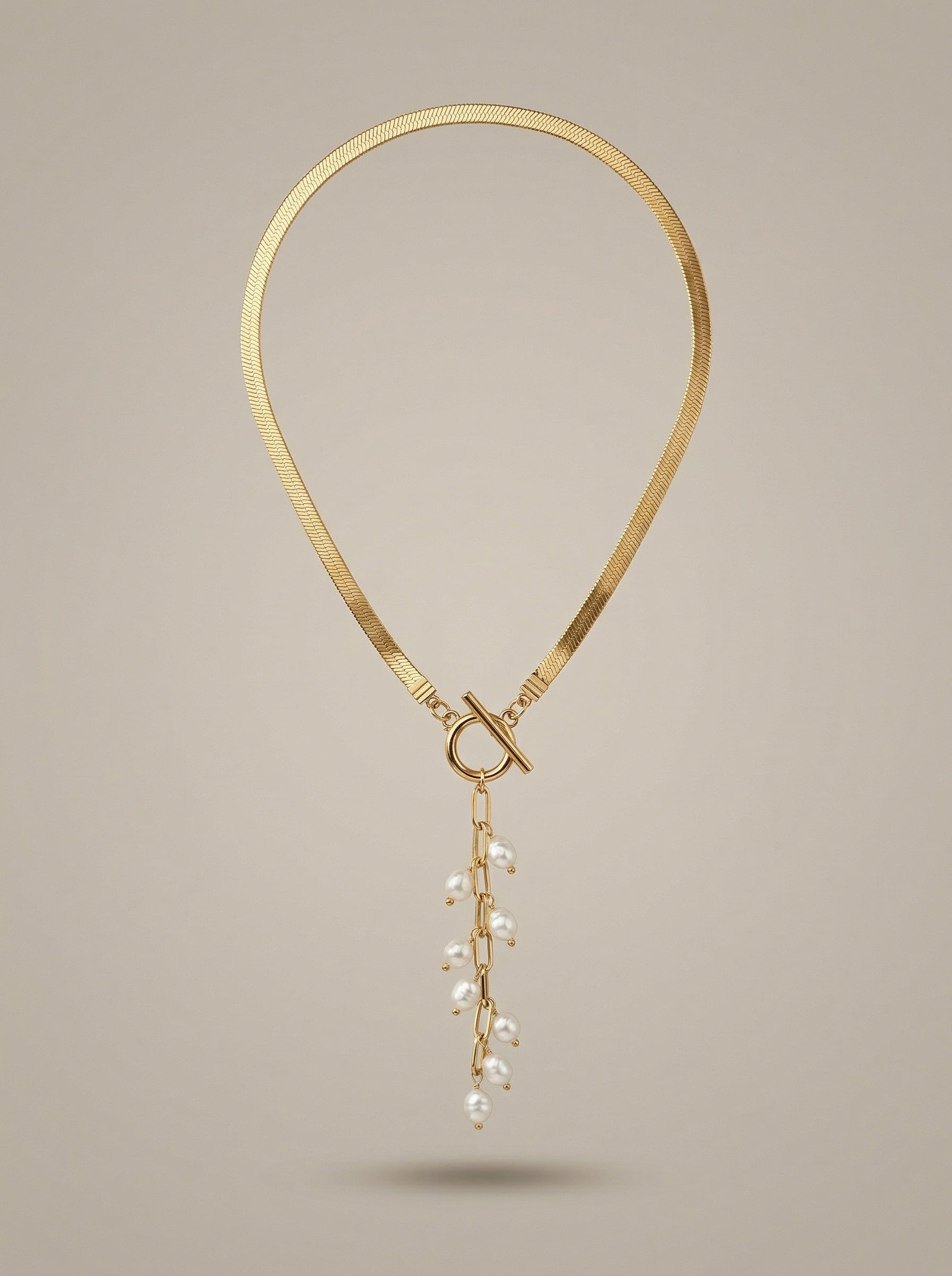 Gold Plated Stainless Steel Toggle Snake Chain Pendant