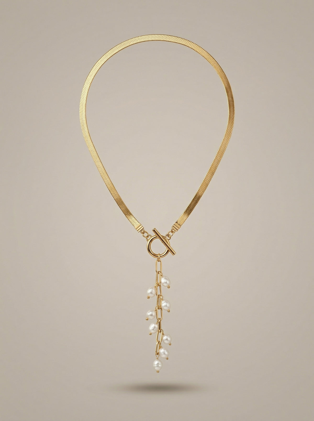 Gold Plated Stainless Steel Toggle Snake Chain Pendant