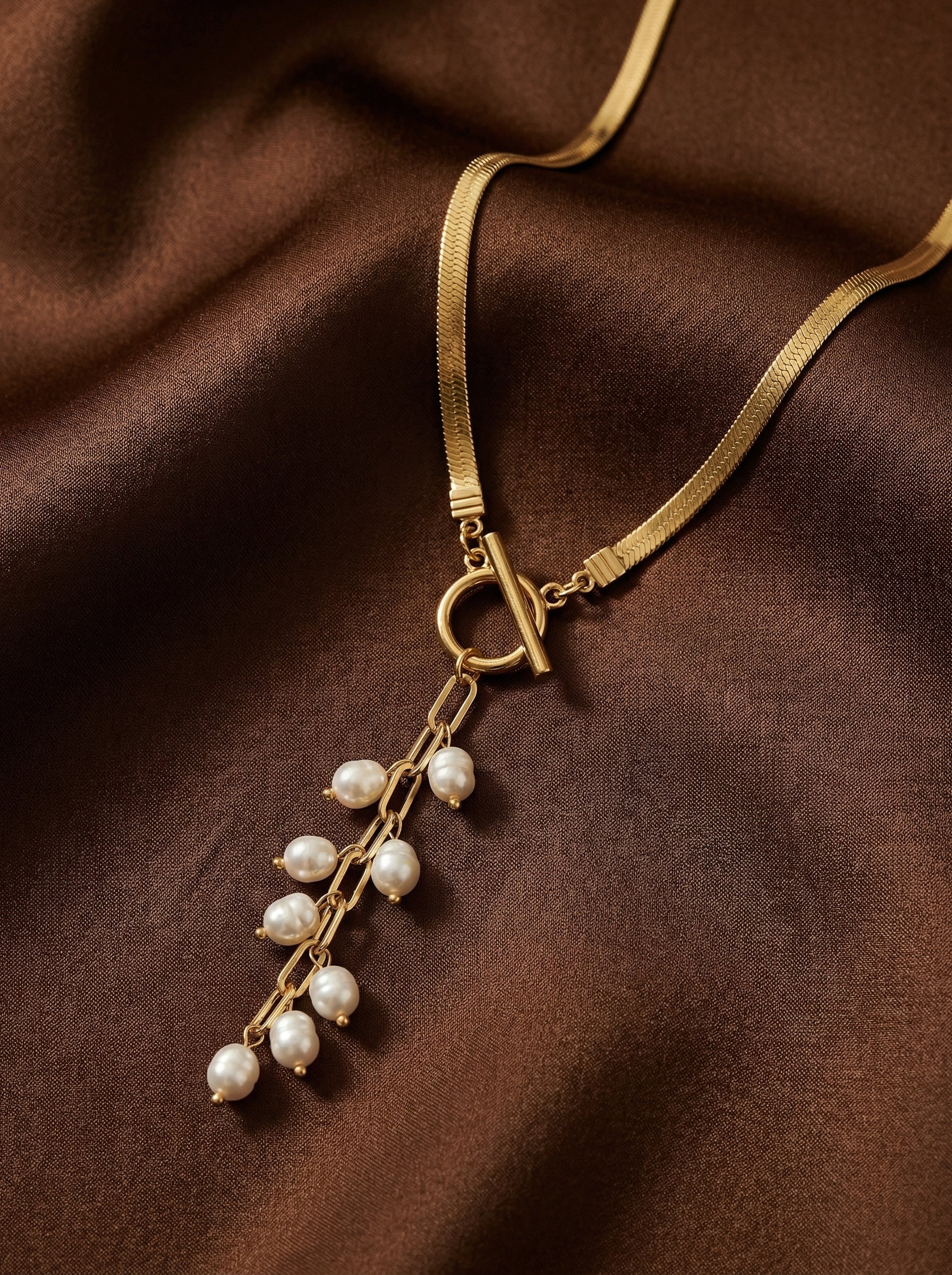 Gold Plated Stainless Steel Toggle Snake Chain Pendant