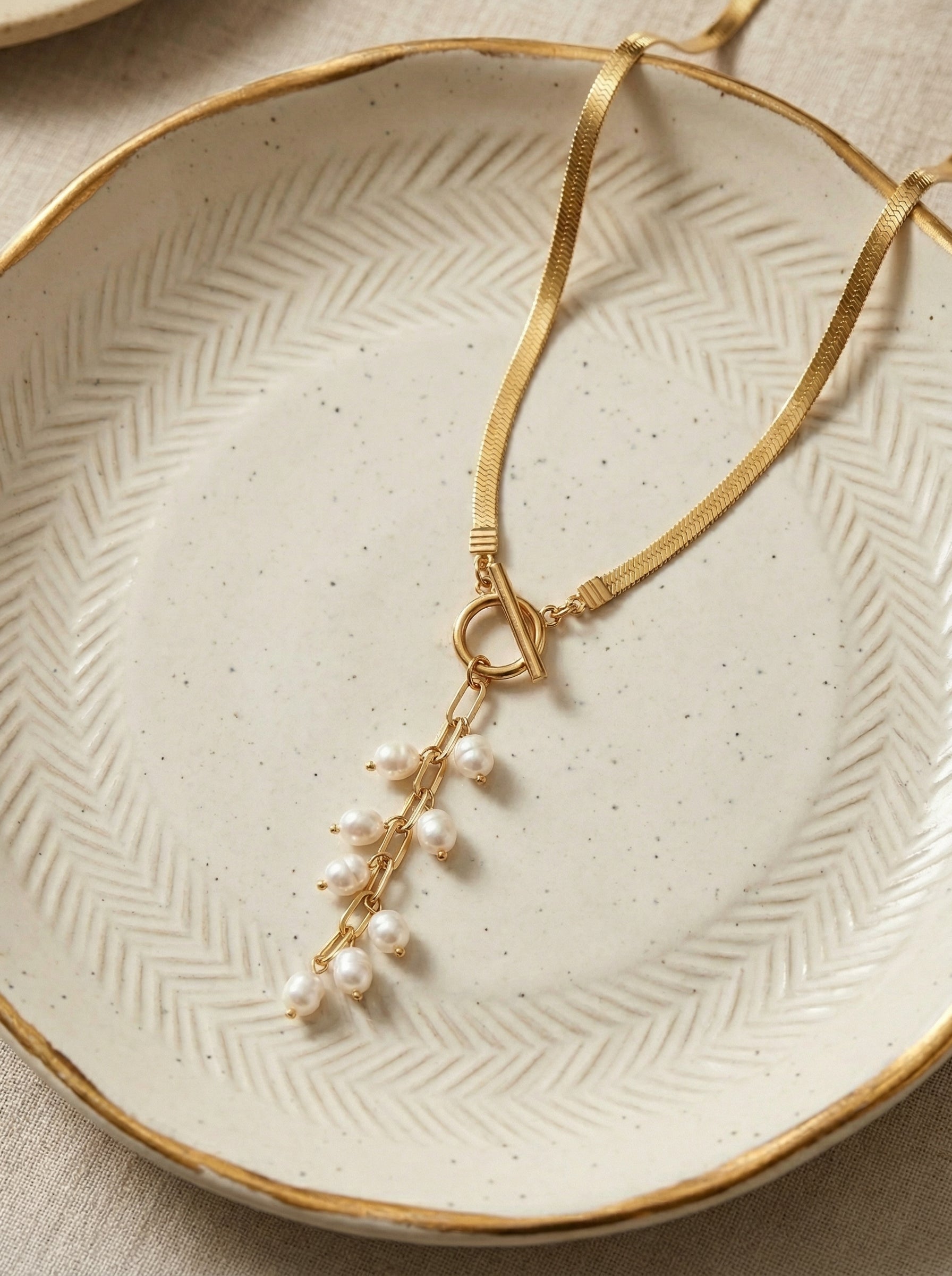 Gold Plated Stainless Steel Toggle Snake Chain Pendant