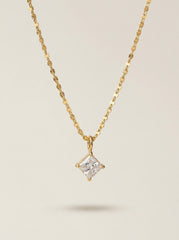 18K Gold Electroplated Stainless Steel Square Diamond Necklace