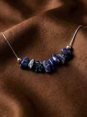 Blue Lapis Lazuli Pendant Necklace in Silver-Tone