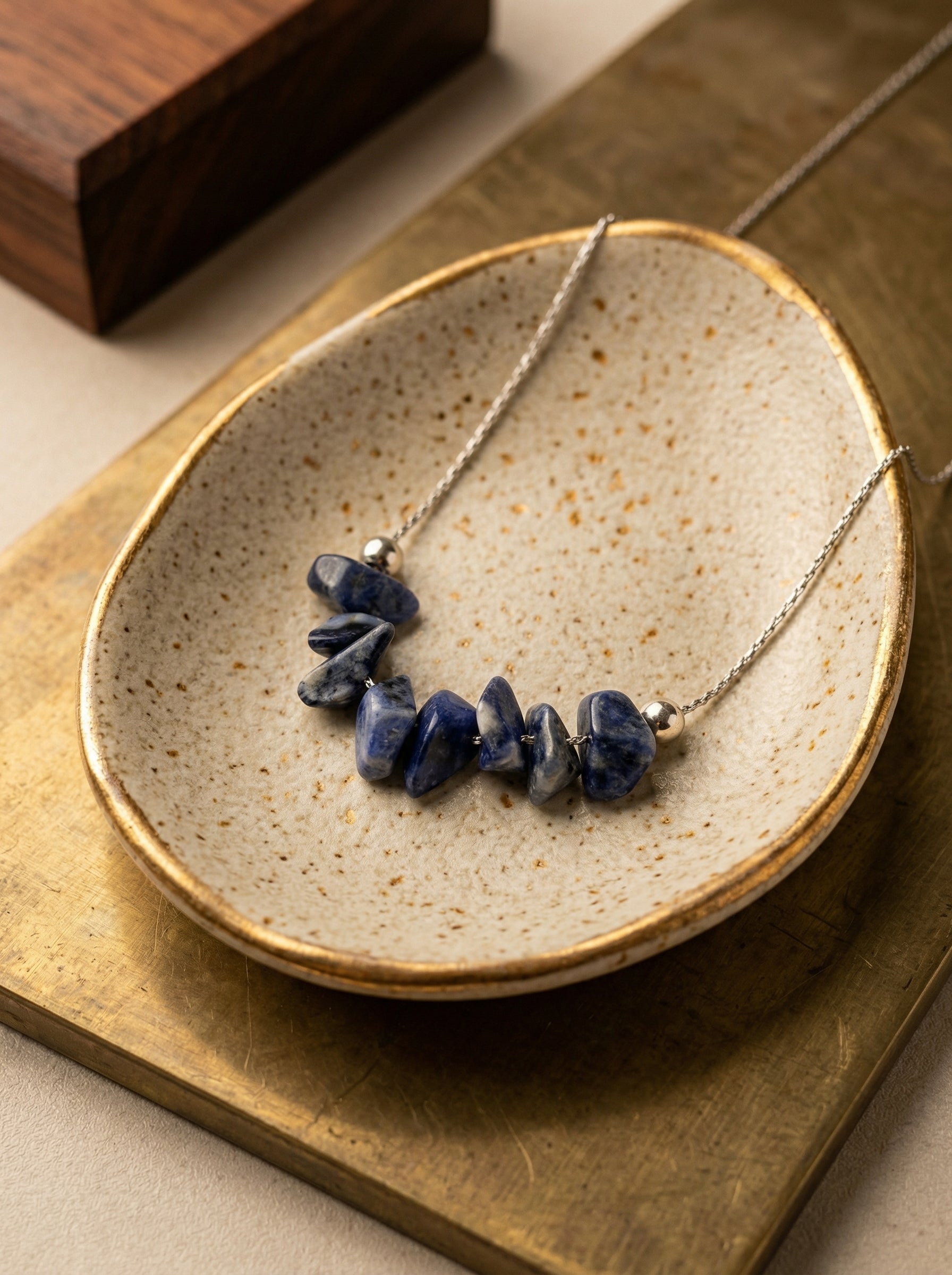 Blue Lapis Lazuli Pendant Necklace in Silver-Tone