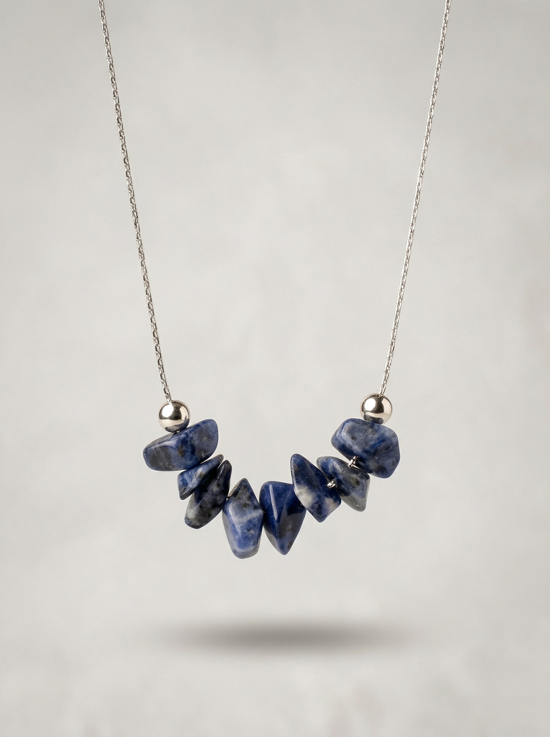 Blue Lapis Lazuli Pendant Necklace in Silver-Tone