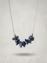 Blue Lapis Lazuli Pendant Necklace in Silver-Tone