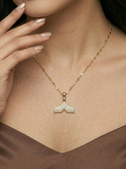 Gold-Plated Stainless Steel Full Diamond Fishtail Necklace